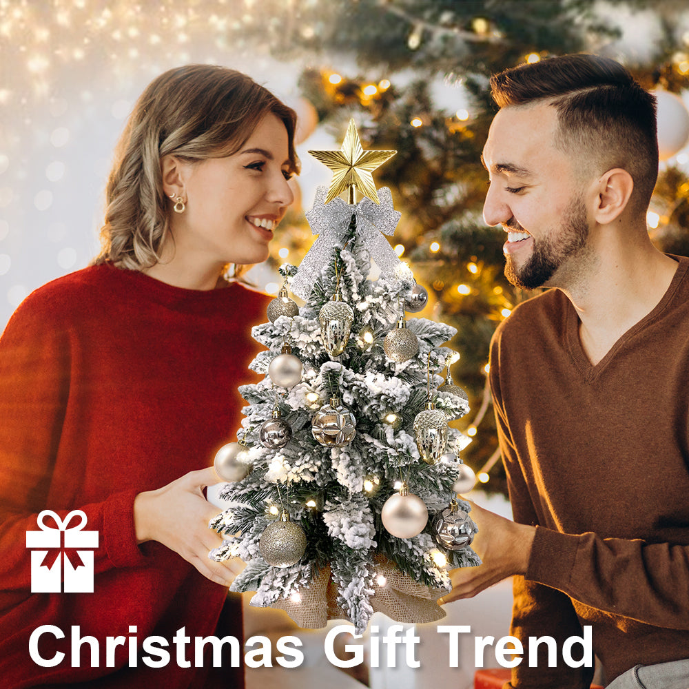 2ft Mini Christmas Tree With Light Artificial Small Tabletop Christmas Decoration